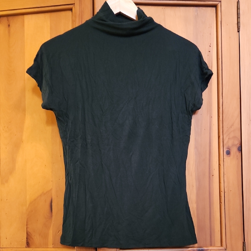 Relativity Forest Green Short Sleeve Turtleneck Top